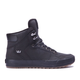 Supra Mens VAIDER COLD WEATHER Black/Dark Gum High Top Shoes | CA-91469